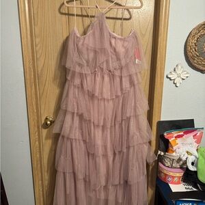 Elegant Pink Layered Gown